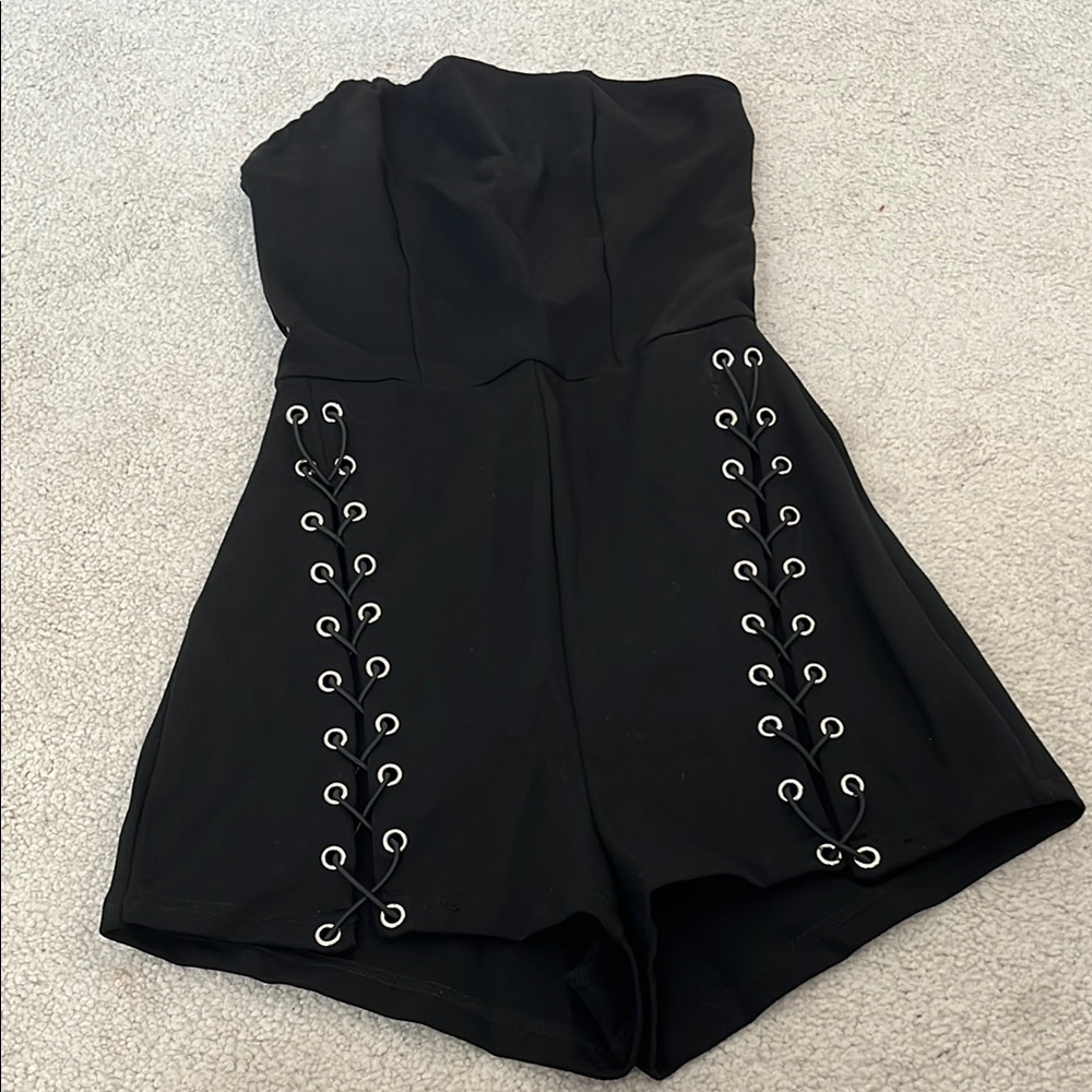 superdown Black Lace-Up Jumpsuit